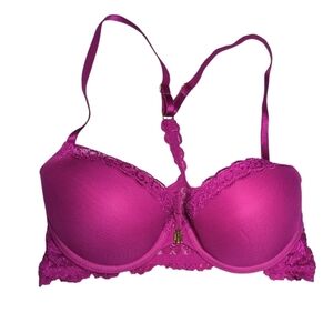 Smart & Sexy Fuchsia Racerback Lace Front Close Push Up Underwire Bra 36B